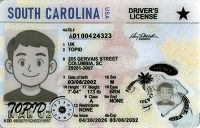 Medium Size America South Carolina  2025 - High Quality Scannable ID